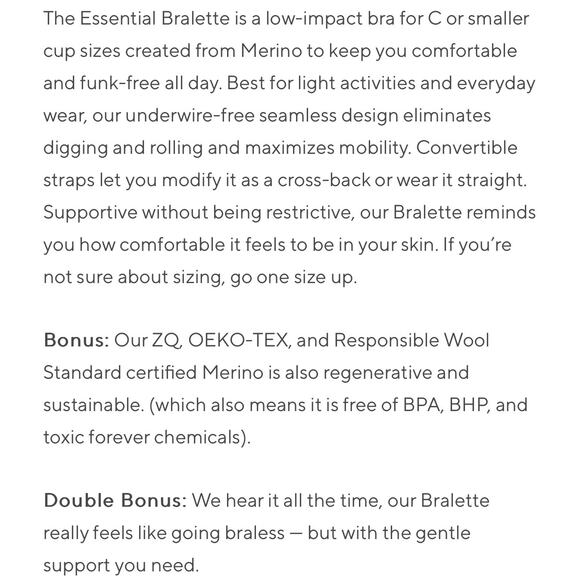 NEW Branwyn Essential Bralette XL Light Nude Merino Wool Hike Travel Backpack - Picture 4 of 9